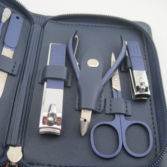 Manicure Pedicure Nail Clipper Set for Men Travel Size with Blue Leather Case - Picture 5 of 5